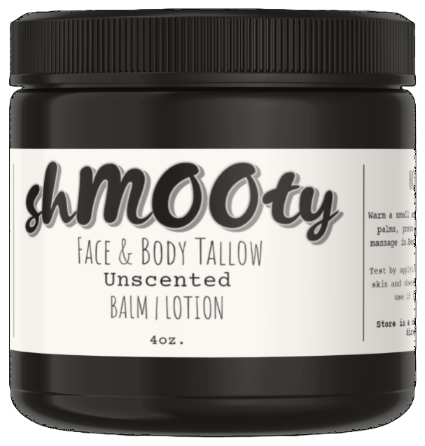 Shmooty Unscented grass-fed beef tallow balm, 4 oz jar